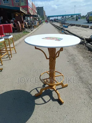 Unique High Bar Table, White With Gold Stand ,