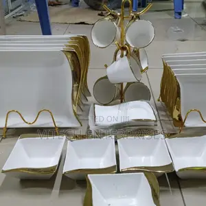 Gold Rimmed Wave Dinner Set (30pcs)