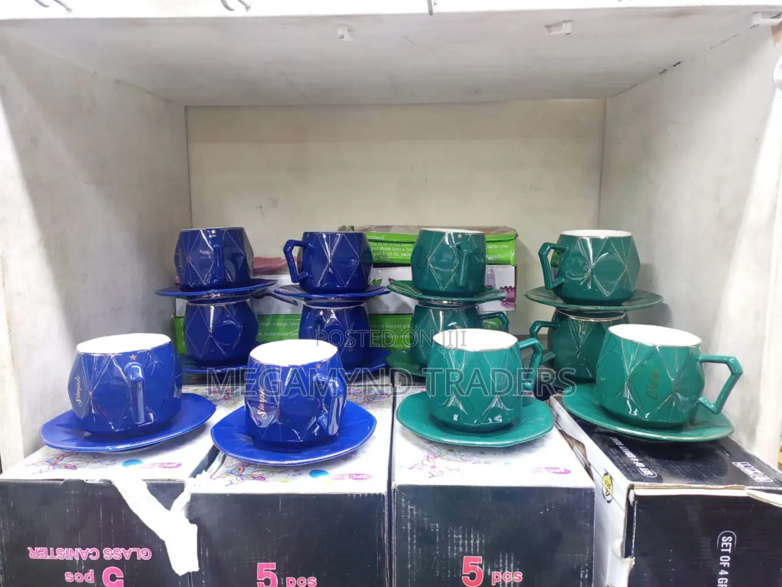 Diamond 6pc Cups and 6pc Saucer/Nordic Ceramic Tea Set