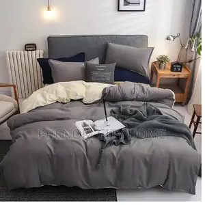 Grey Plain Cotton Duvet Cover Available