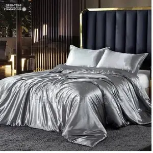 White and Silver Silk Duvet Cover Set