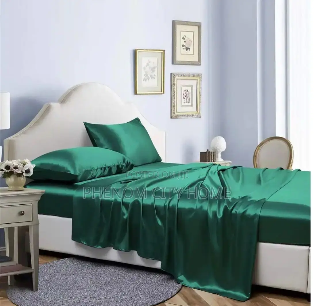 Green Soft Silky Luxury Fitted Bedsheet Set