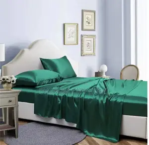 Green Soft Silky Luxury Fitted Bedsheet Set