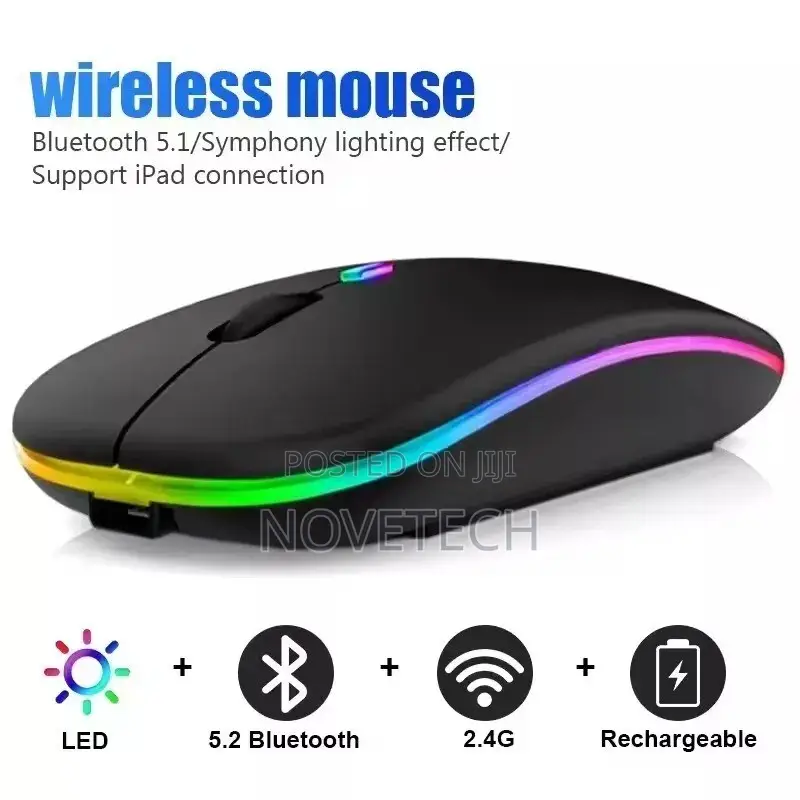 Backlit RGB Wireless Mouse Rechargeable Bluetooth Mouse