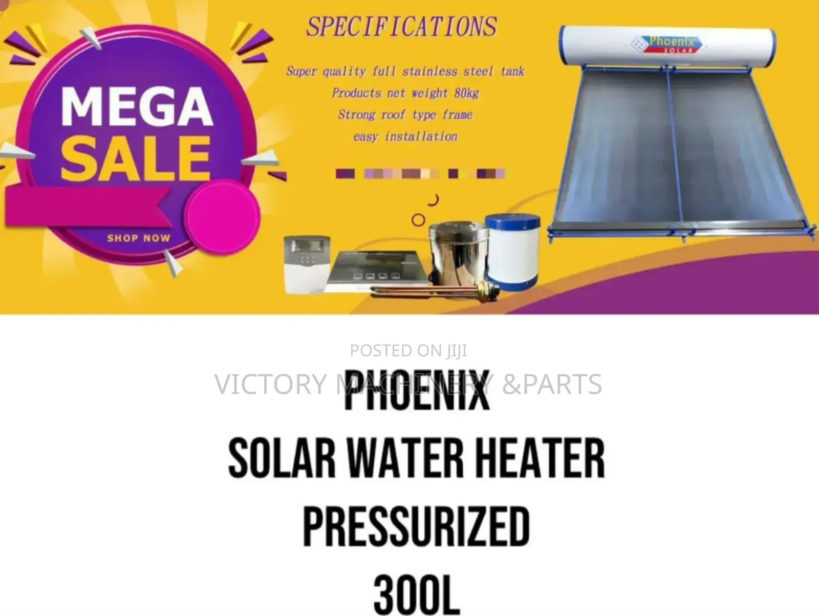 Phoenix Solar Water Heater Pressurized Flat Panel