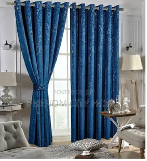 Blue Ready to Fit Curtains With Sheers