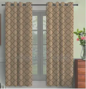 Brown Patterned Curtains With Sheers Available