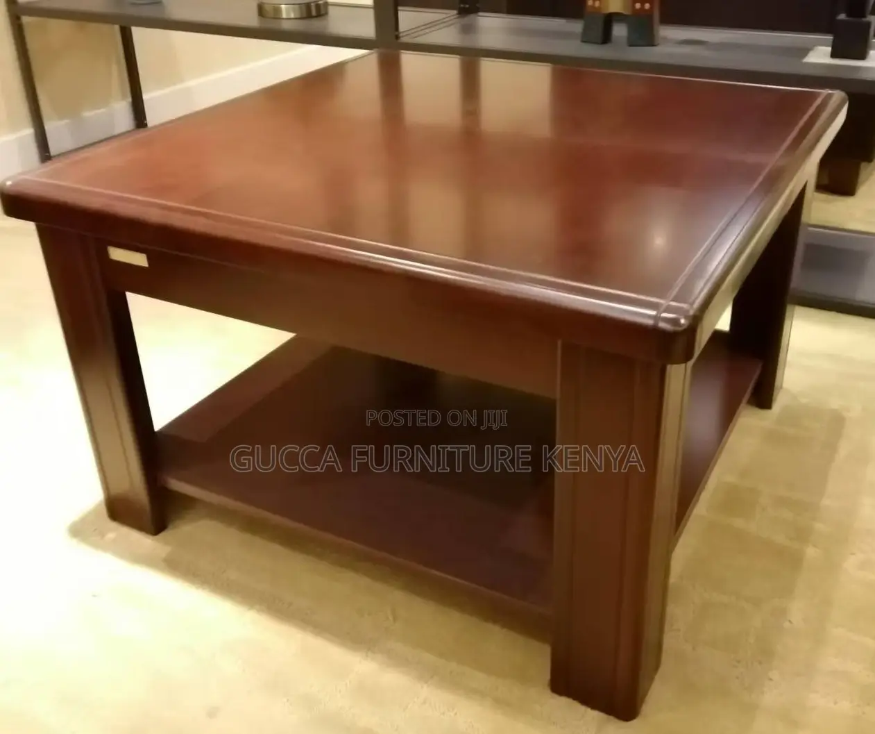 Coffee Tables: Square Solid Mahogany Executive Coffee Table