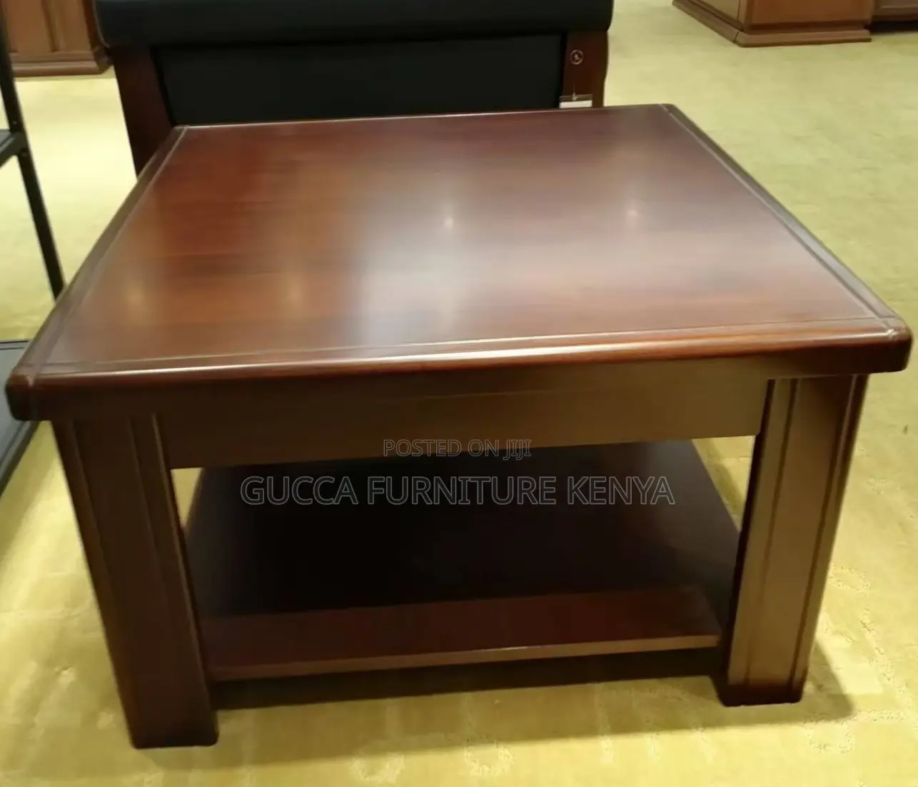 Coffee Tables: Square Solid Mahogany Executive Coffee Table