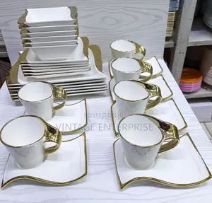 30pcs Wavy Ceramic White Dinner Set
