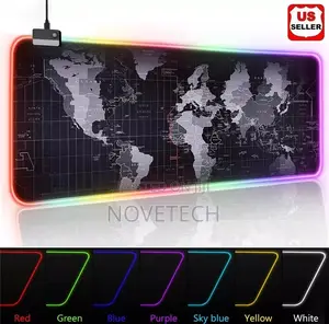 Mousepad RGB Backlit Gamers Mouse Mat Pc WORLD MAP Mousepad