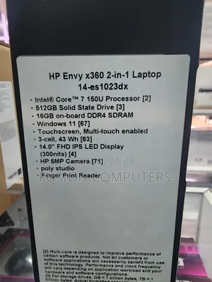 New Laptop HP Envy X360 16GB Intel Core I7 SSD 512GB