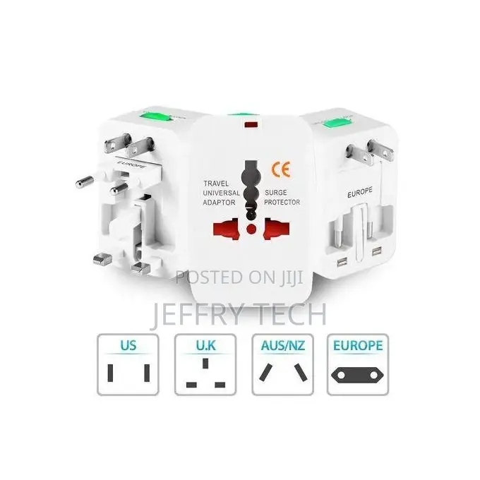 Universal AC Power Plug World Travel Adapter 2 USB ,1