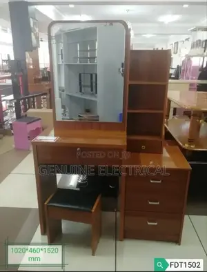 Brown Dressing Table With Sliding Mirror