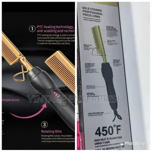 Gold Ceramic Professional Hot Press Comb