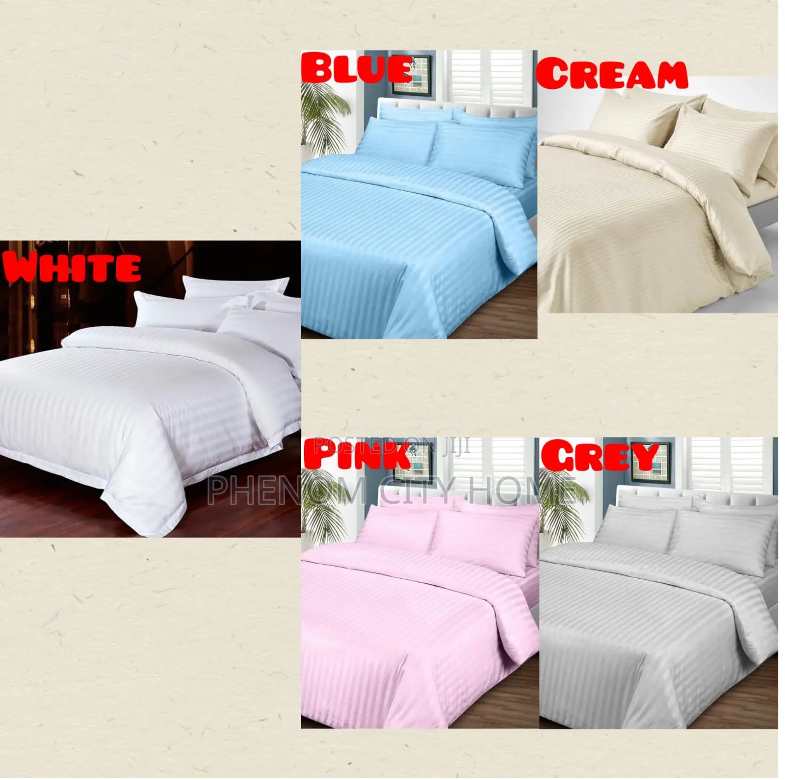 Plain Strippe Cotton Cuvet Covers Set
