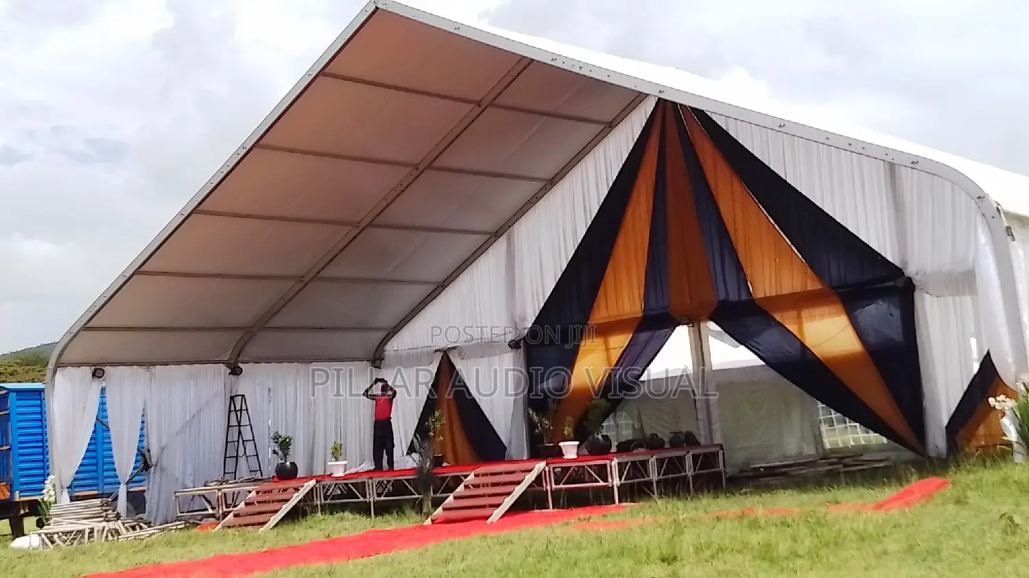 Raised Stage With Stairs Red Carpet