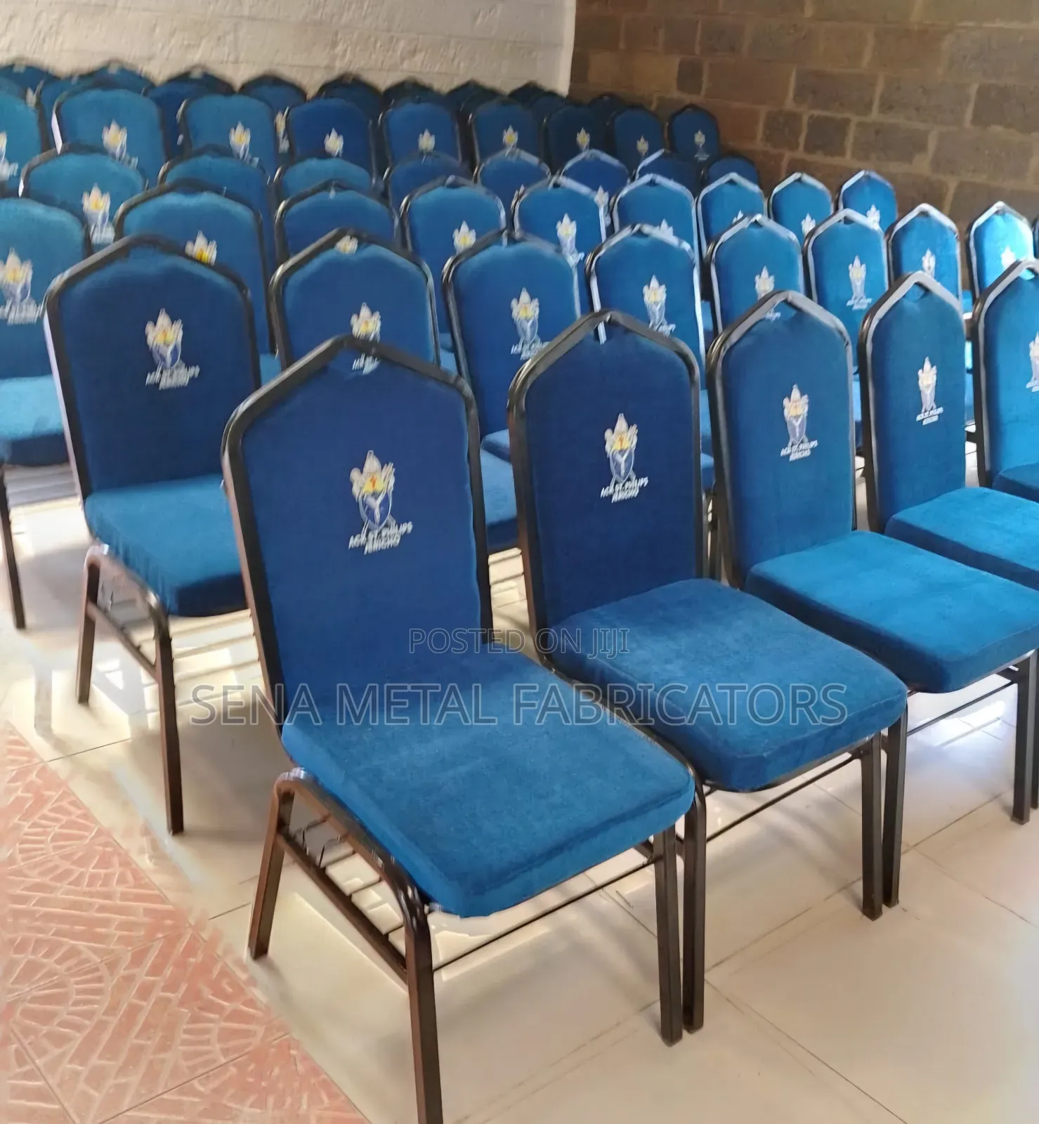 Blue Church Seat With Logo