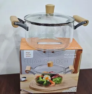 2 Wooden Handle High Boron Heavy Borosilicate Glass Cookware