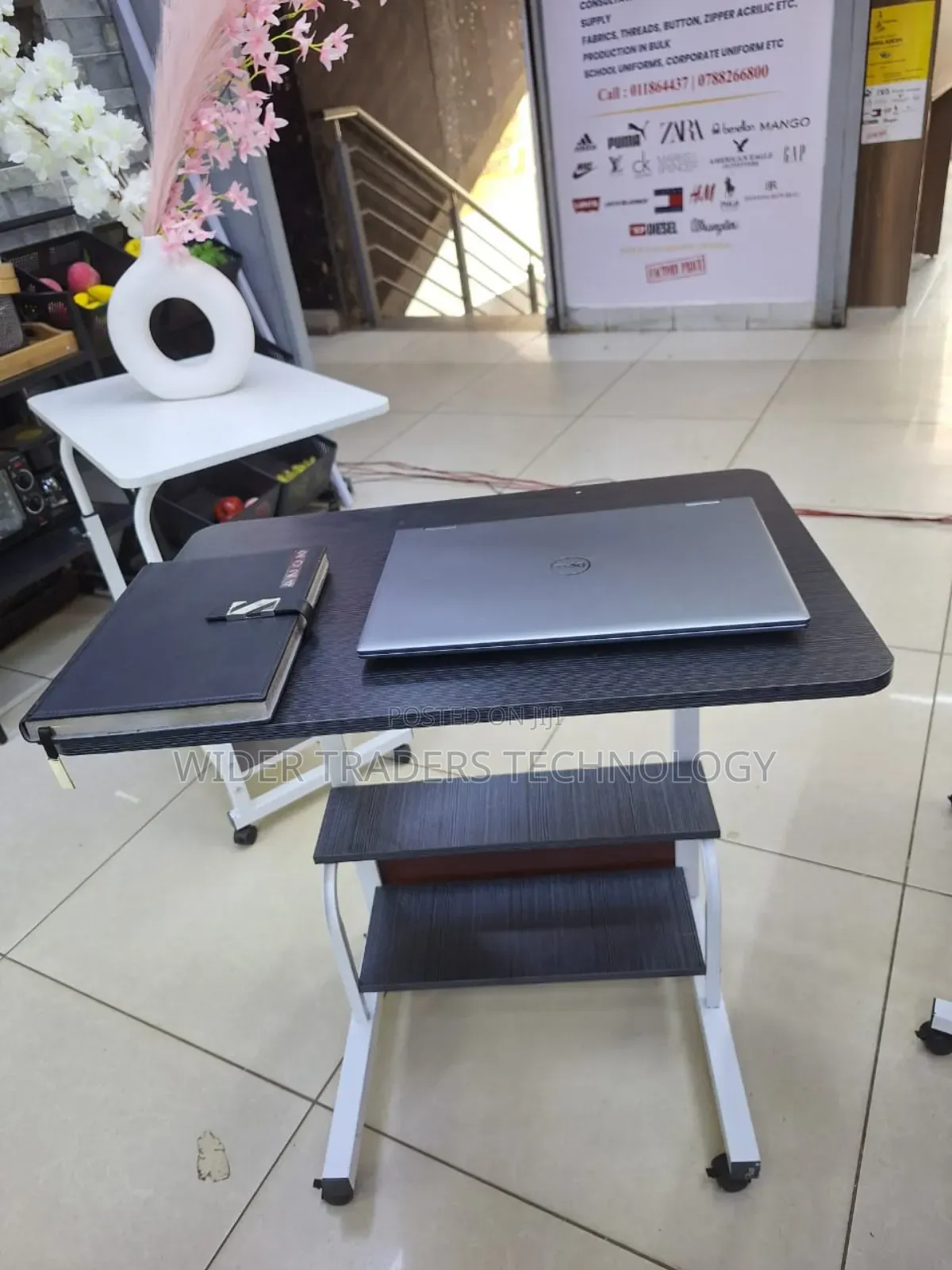 Laptop Table/Portable Bedside Table Black and Marple White