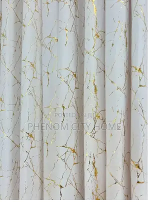White With Gold Curtain Set