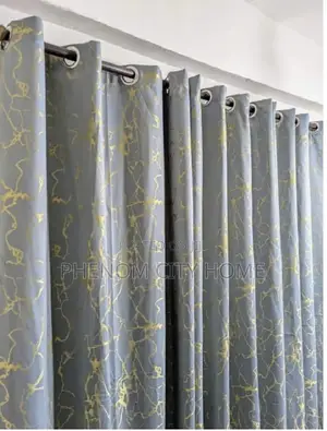Grey Marble Design Curtain Set