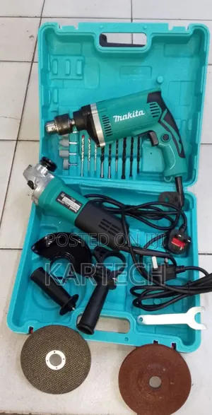 Makita 710w Hammer Drill+ Angle Grinder 4.5" Combo Set
