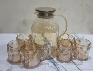 7pc Golden Glass Water Set