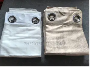 Beige and Navy Blue Ready Polyester Curtains