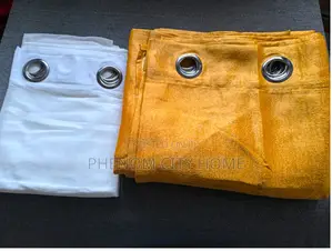 Plain Yellow Polyester Curtain Set