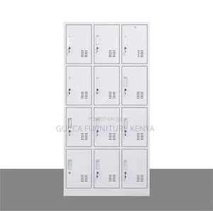 Cabinets: Secure Twelve Door Locker Metallic Storage Cabinet