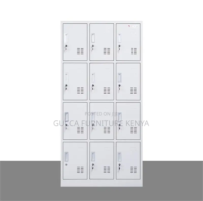 Cabinets: Secure Twelve Door Locker Metallic Storage Cabinet