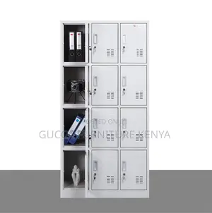 Cabinets: Secure Twelve Door Locker Metallic Storage Cabinet