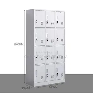 Cabinets: Secure Twelve Door Locker Metallic Storage Cabinet