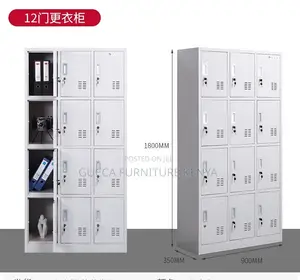 Cabinets: Secure Twelve Door Locker Metallic Storage Cabinet