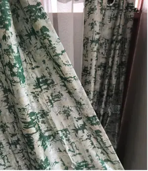 Patterned Green Curtains With Sheers