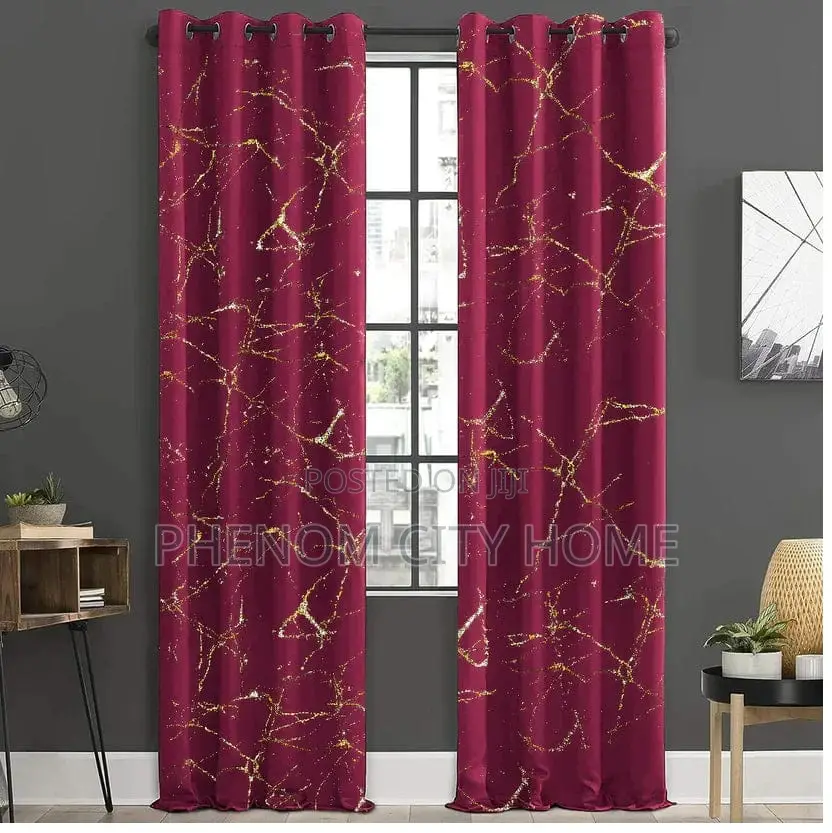 Maroon Patterned Brand New Curtains for Narmal Window