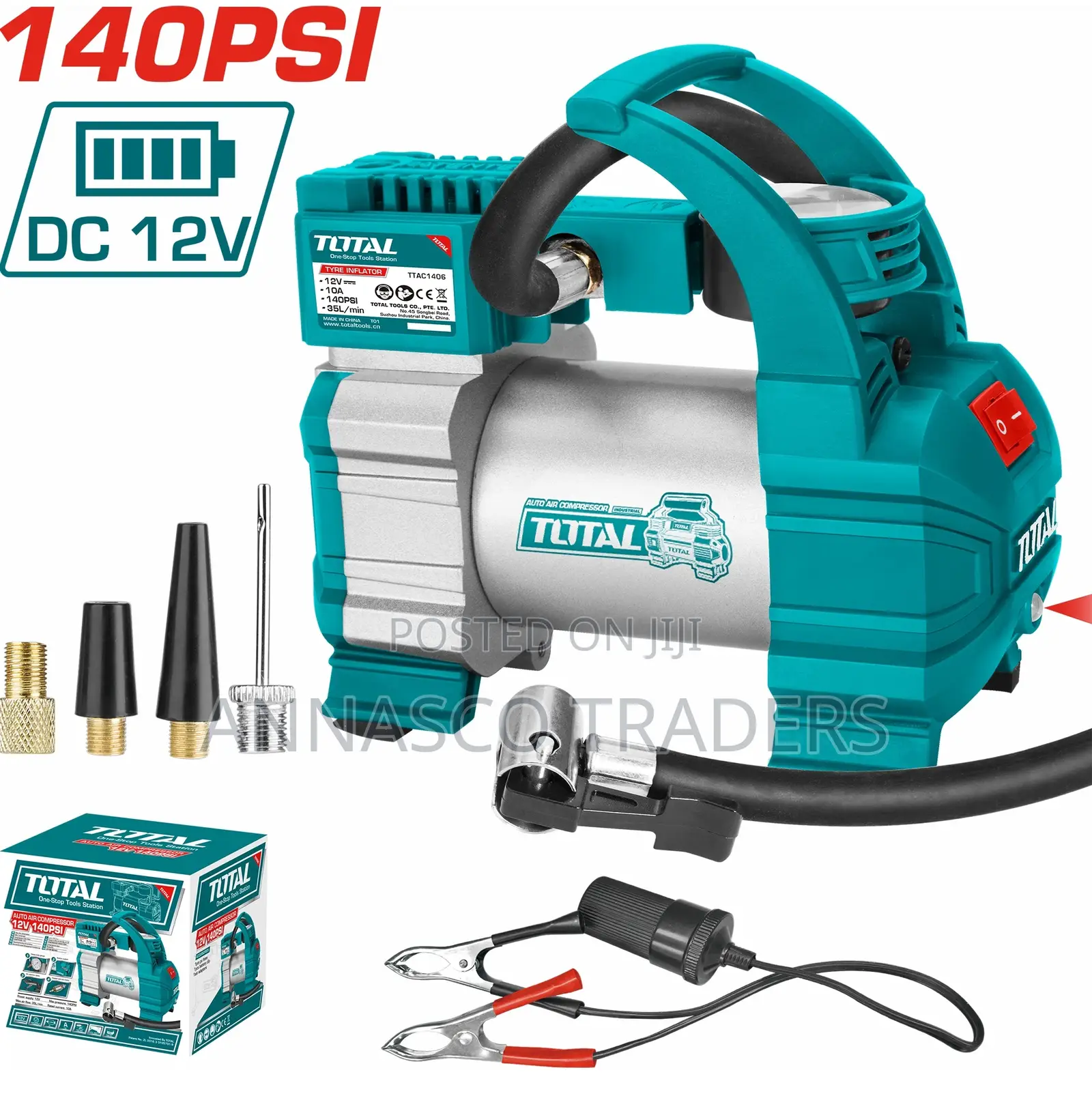 Powerful Total TTAC1406 Auto Air Compressor 10A