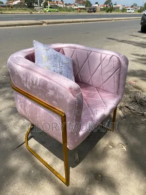 Baby Pink Puff Manicure Chair and Stool