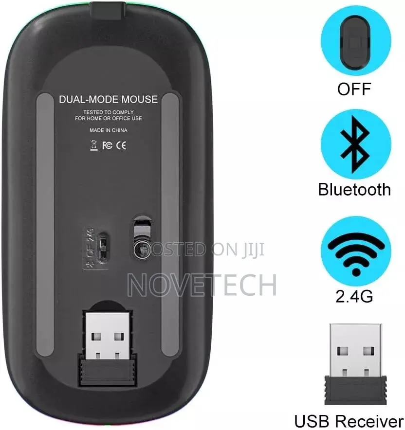 Wireless Bluetooth Dual Mode Mouse Rechargeable RGB Laptop