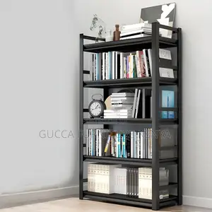 Cabinets: Metal Etagere Black Industrial Vertical Bookshelf