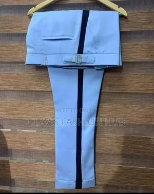 Blue and Black Striped Pants for Men