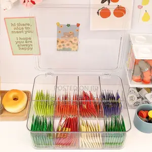 Aesthetic Acrylic Tea Bag Organizer With Cover and Compartme