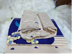 Blueish Cotton Fitted Bedsheet Set