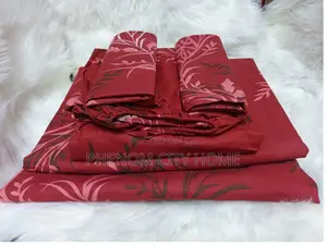 Maroon Themed Fitted Cotton Bedsheet Set