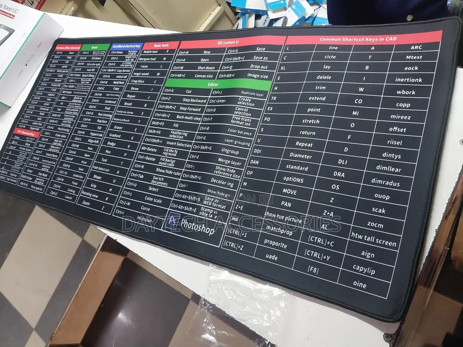 Mouse Pad Large Keyboard Pad 80x30cm With Keyboard Shortcuts