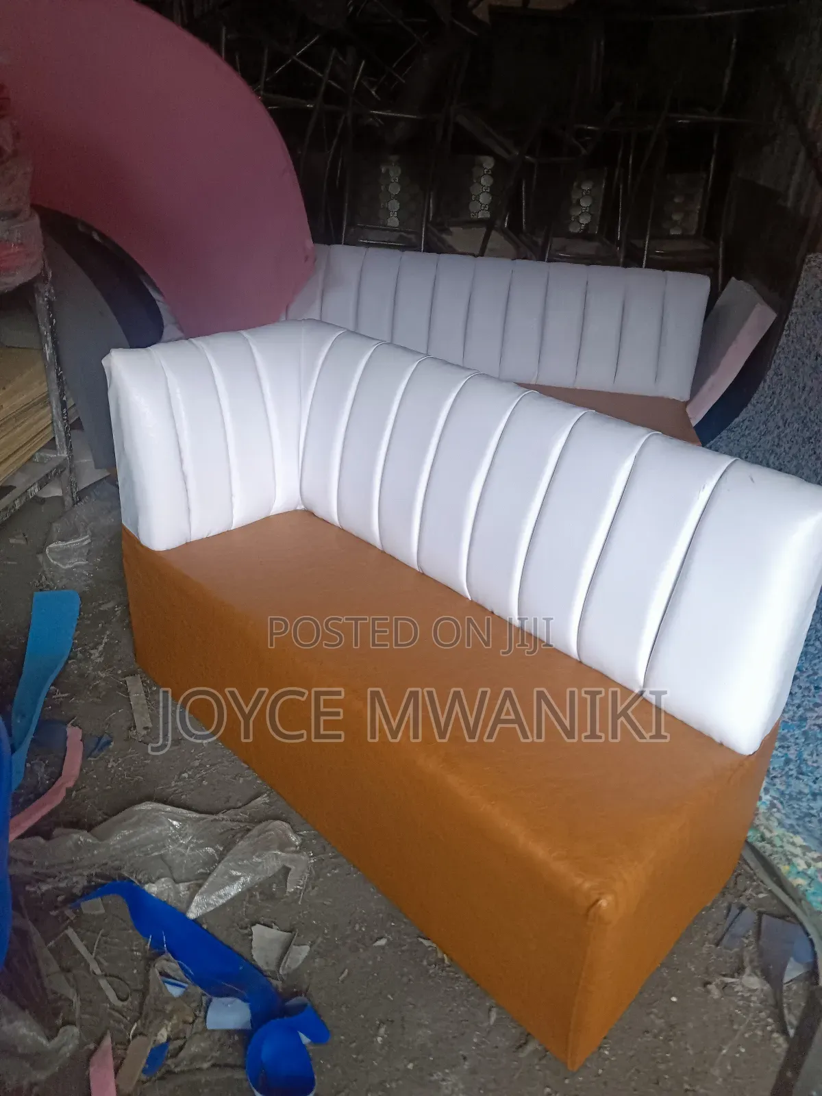 Vip Restaurant Couch, White and Brown 