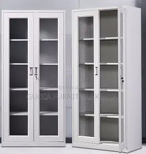 Cabinets:2-Door Steel Glass Display Filling Office Cabinet