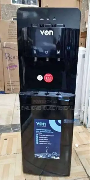 Von Water Dispenser 3 Taps Hot Cold Normal Cup Cabinet Black