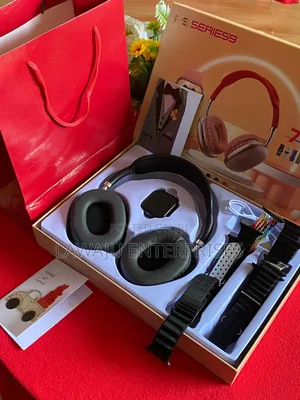 Black P9 Series Smart Watch With Headphones
